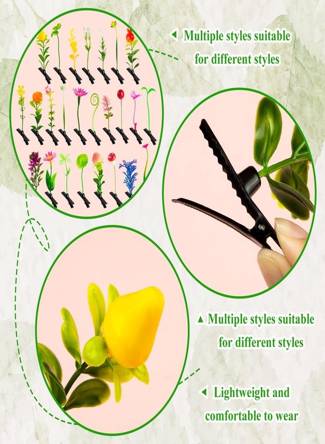 KFPPLXQ 50 Pcs Little Grass Sprout Clips Flower Hairpins for Women Girls Kids Party School - Image 5